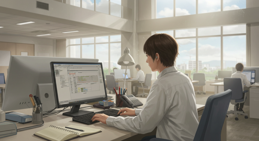 教育業界の事務職として働く20代男性の卒業生