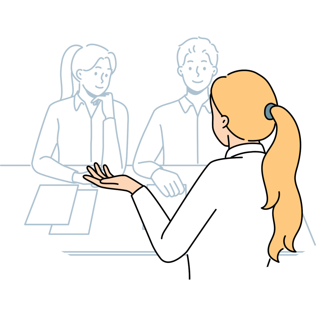 就労支援サービスの利用手続きについて、スタッフが内容を説明しながら相談を行っている様子