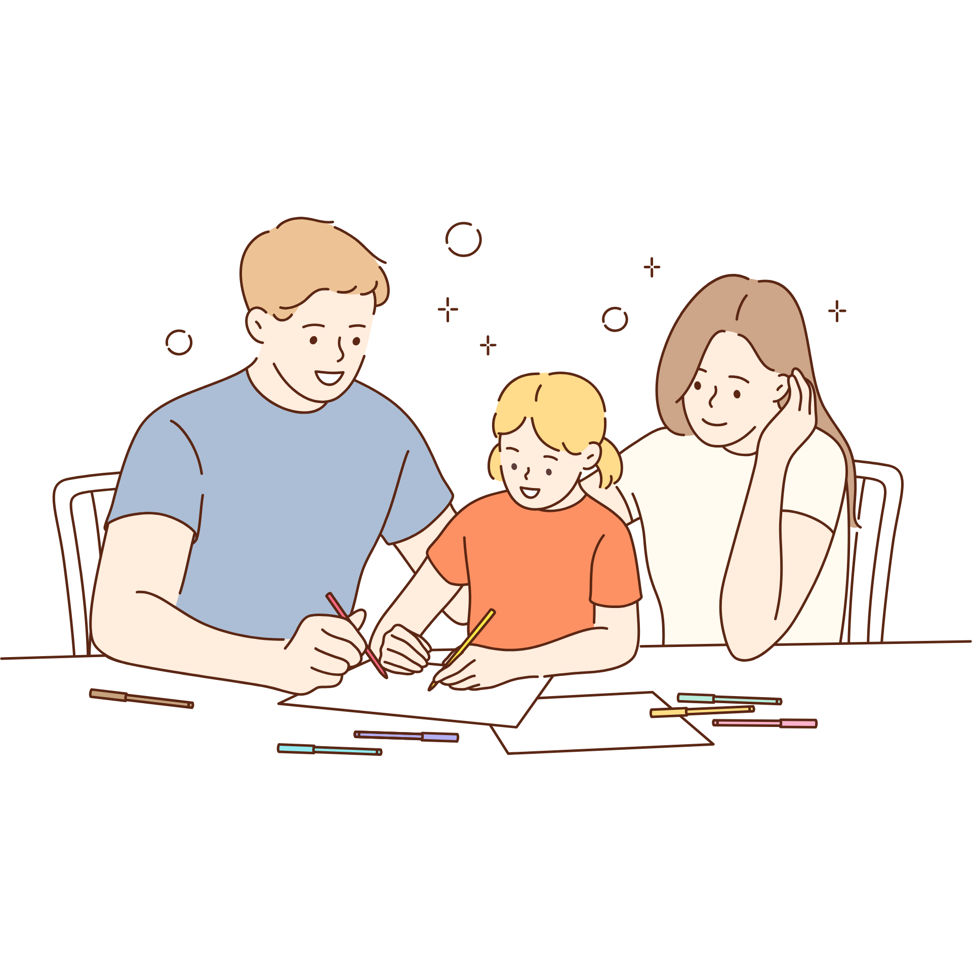 当事者や当事者家族の立場を持つスタッフが支援に関わるイメージイラスト