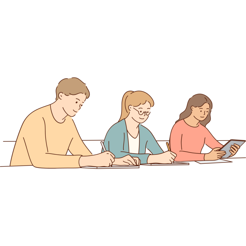 就労支援事業所の体験セッションで、参加者がそれぞれのペースで学習に取り組んでいる様子