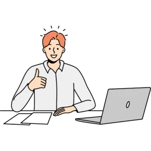 親指を立てて、やる気に満ちた表情の男性のイラスト